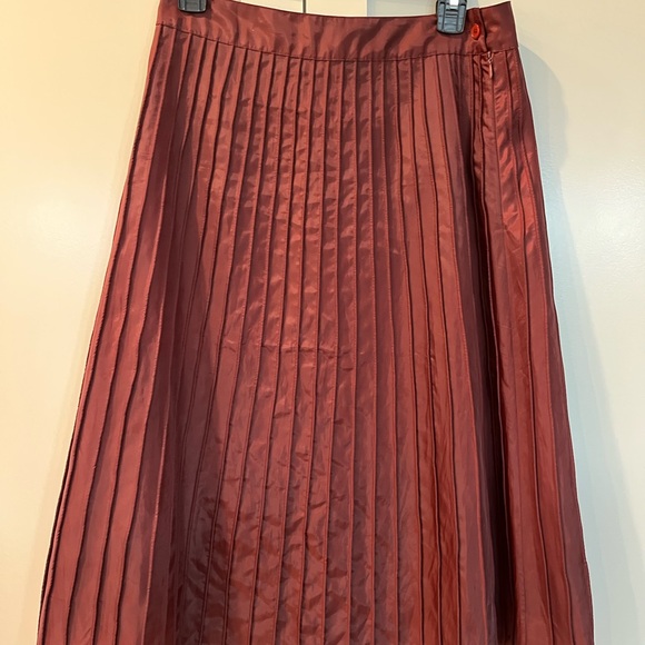 Anthropologie Odille Pleated Burgundy Wine A Line Skirt Women’s | 4 - Picture 6 of 8